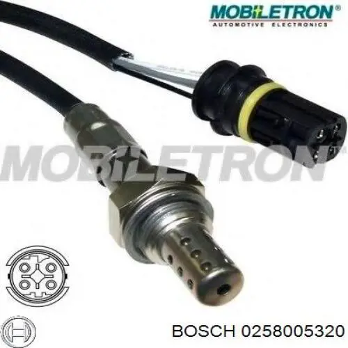 Лямбда-зонд, датчик кисню до каталізатора, правий 0258005320 Bosch