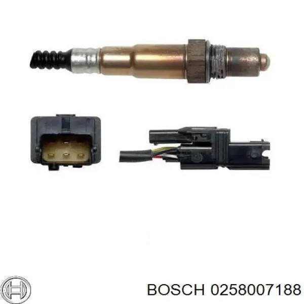 Купити 0258007188 Bosch Лямбда-зонд, датчик кисню до каталізатора, лівий