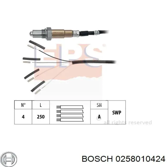 0258010424 Bosch лямбда-зонд, датчик кисню після каталізатора