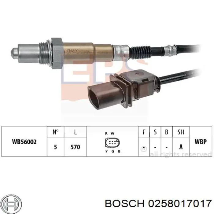 Купити 0258017017 Bosch Лямбдазонд, датчик кисню до каталізатора