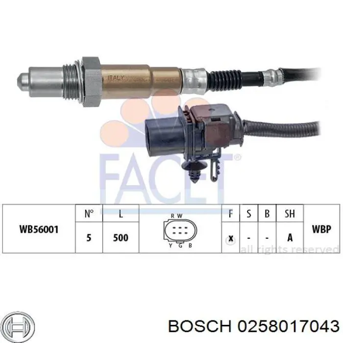 Лямбда зонд до каталізатора, правий Bosch 0258017043 ціна, від 32.94 USD