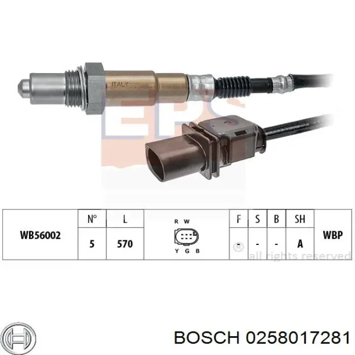 Лямбдазонд, датчик кисню до каталізатора 0258017281 Bosch