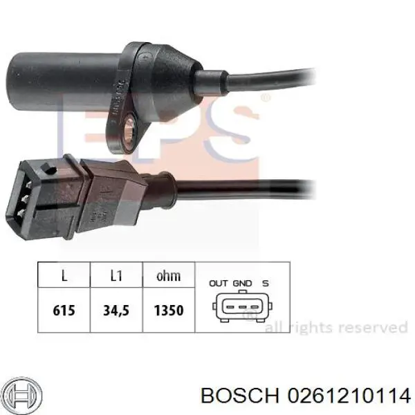 Датчик обертів колінвалу Bosch 0261210114 ціна, від 16.30 USD