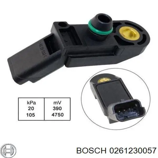 0261230057 Bosch датчик тиску у впускному колекторі, map