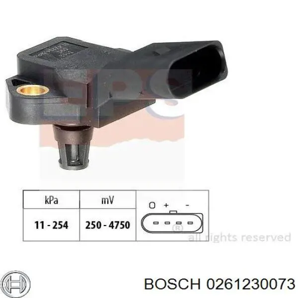 0261230073 Bosch датчик тиску наддуву (датчик нагнітання повітря в турбіну)