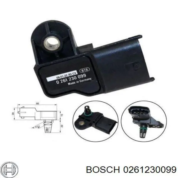 Купити 0261230099 Bosch Датчик абсолютного тиску