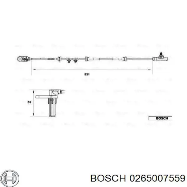 Купити 0265007559 Bosch Датчик АБС (ABS) задній, правий