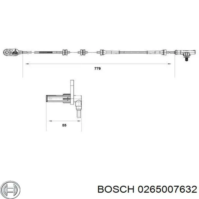 Купити 0265007632 Bosch Датчик АБС (ABS) задній, лівий