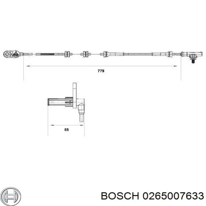 Датчик АБС (ABS) задній, правий 0265007633 Bosch