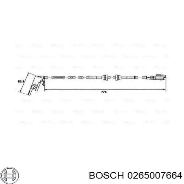 0265007664 Bosch датчик абс (abs задній)