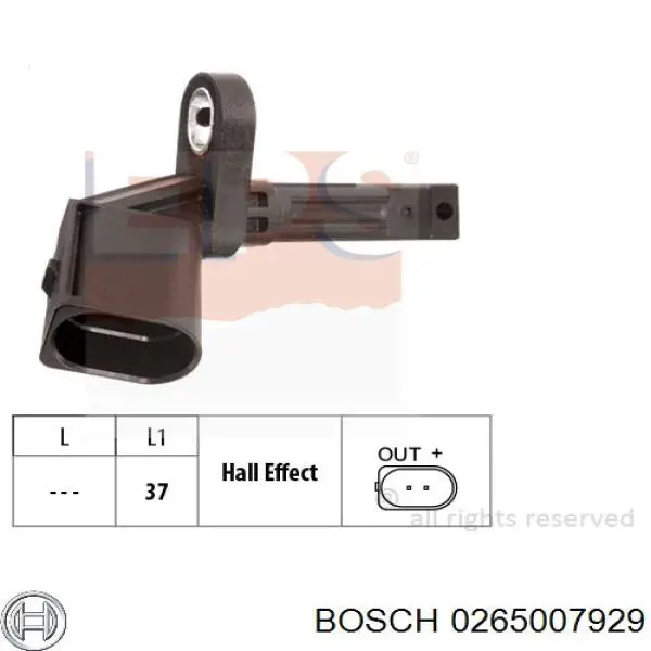 0265007929 Bosch Датчик ABS передній лівий