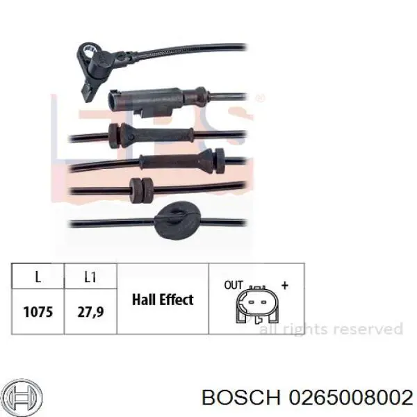 Передній датчик ABS Bosch 0265008002