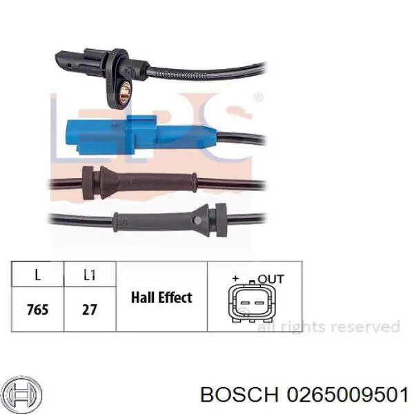 Датчик АБС (ABS) задній 0265009501 Bosch