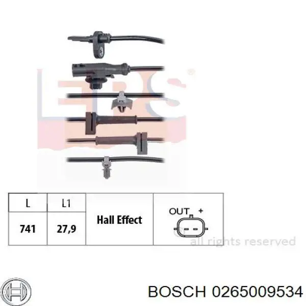Датчик АБС передній 0265009534 Bosch
