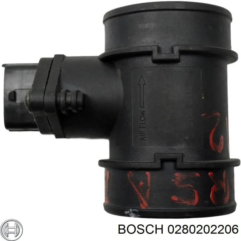 0280202206 Bosch датчик потоку (витрати повітря, витратомір MAF - (Mass Airflow))