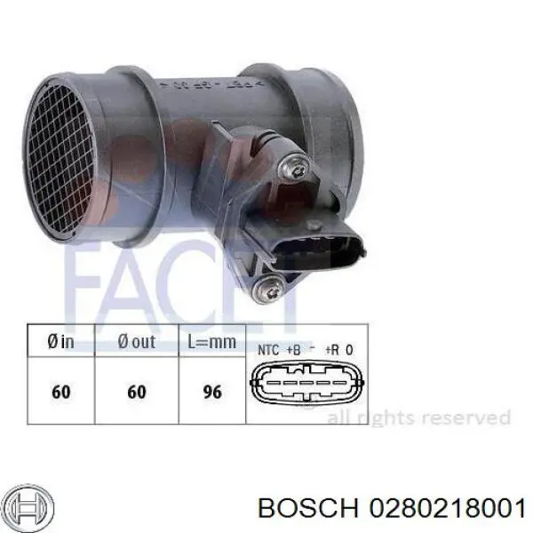 Датчик масової витрати повітря Bosch 0280218001 ціна, від 25.34 USD