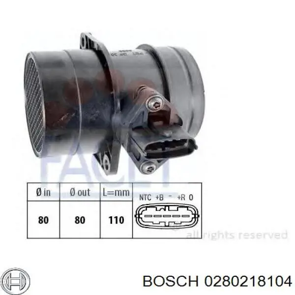Датчик масової витрати повітря Bosch 0280218104 ціна, від 76.01 USD