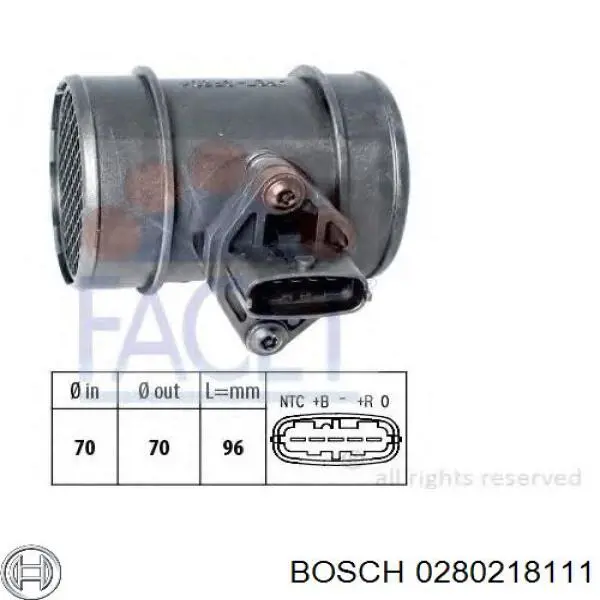 Датчик масової витрати повітря Bosch 0280218111 ціна, від 42.28 USD
