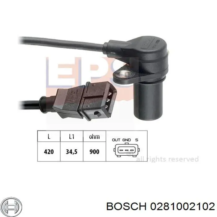 Датчик колінвала 0281002102 Bosch