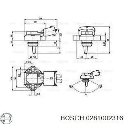 0281002316 Bosch датчик тиску наддуву (датчик нагнітання повітря в турбіну)