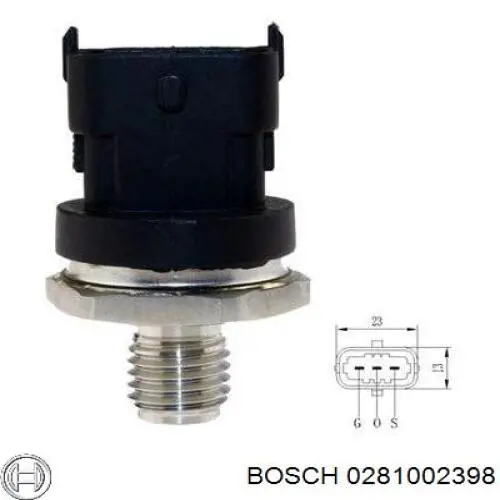 Датчик тиску палива Bosch 0281002398 ціна, від 30.84 USD