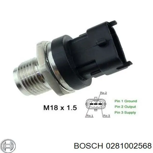 Датчик тиску палива Bosch 0281002568 ціна, від 31.67 USD