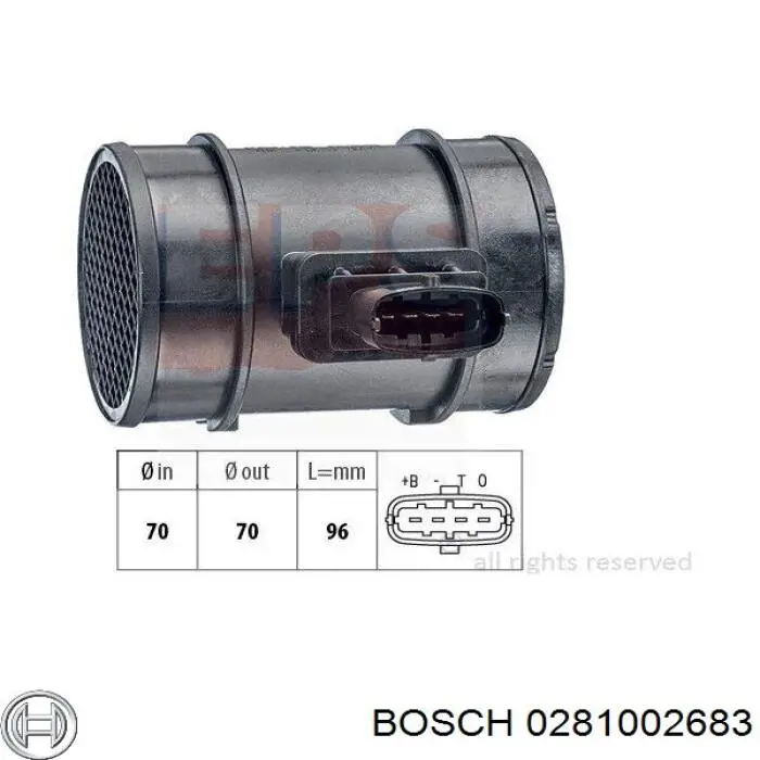 0281002683 Bosch датчик потоку (витрати повітря, витратомір MAF - (Mass Airflow))