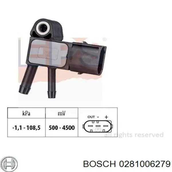 Датчик тиску вихлопних газів Bosch 0281006279 ціна, від 19.63 USD