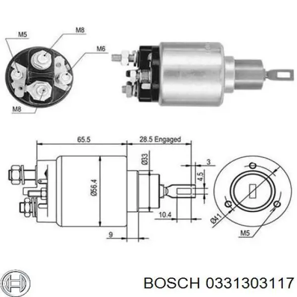 Втягуюче реле стартера 0331303117 Bosch