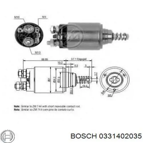 Втягуюче стартера Bosch 0331402035