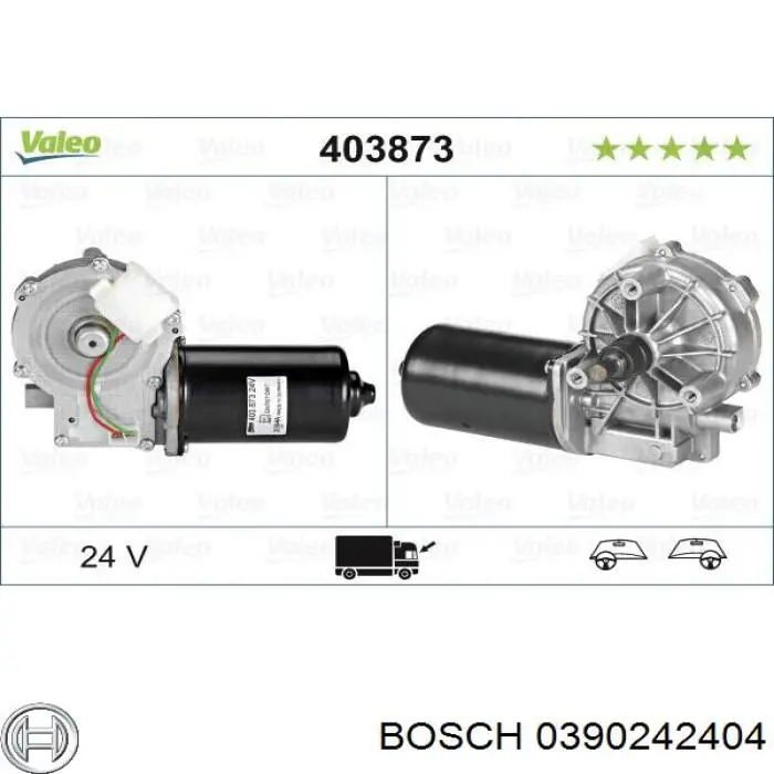 0390242404 Bosch двигун склоочисника лобового скла (трапеції)