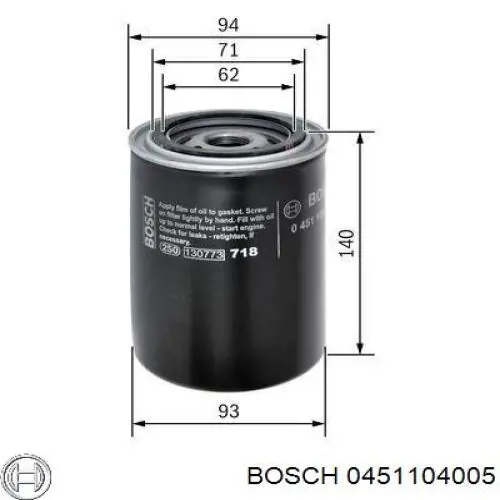 Фільтр гідравлічної системи 0451104005 Bosch