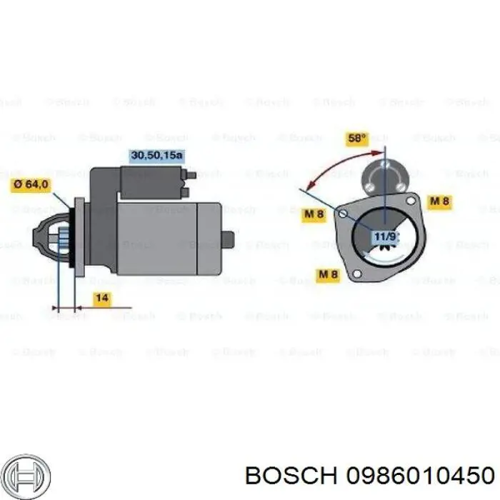 0986010450 Bosch стартер