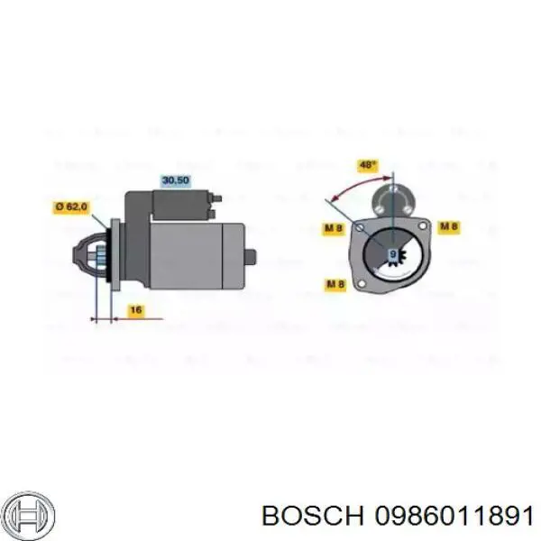 0986011891 Bosch стартер