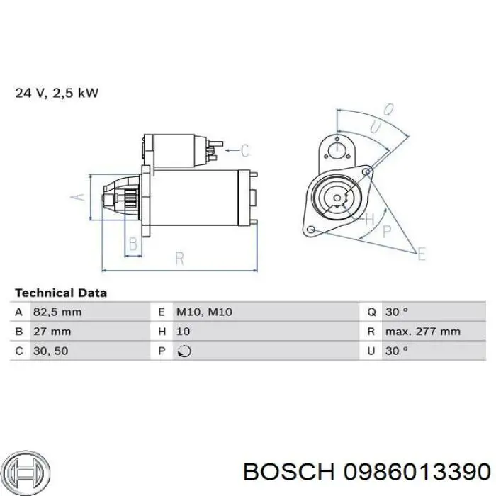 0986013390 Bosch Стартер двигуна