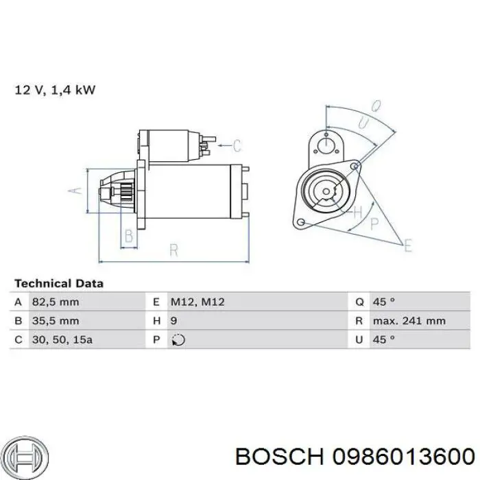 0986013600 Bosch стартер