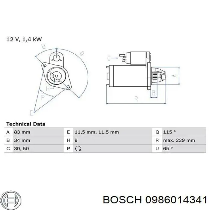 0986014341 Bosch стартер