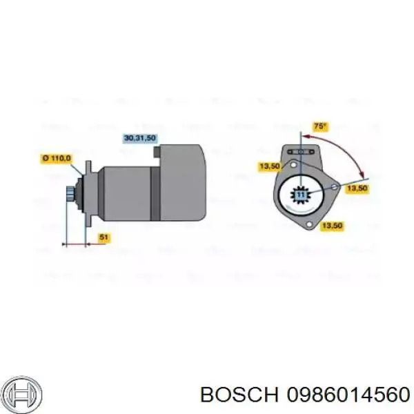 Стартер Bosch 0986014560 ціна, від 220.45 USD
