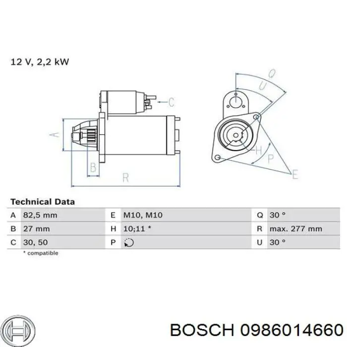 0986014660 Bosch стартер