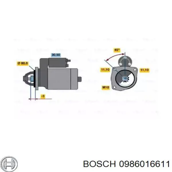 Стартер 0986016611 Bosch