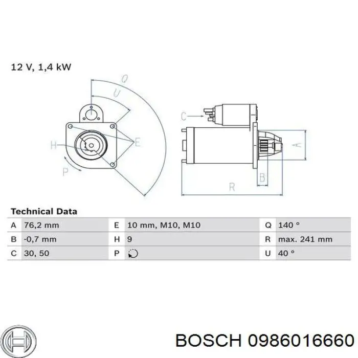 0986016660 Bosch стартер