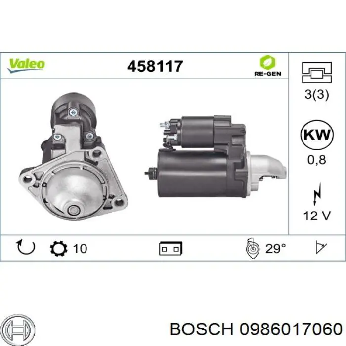 0986017060 Bosch стартер