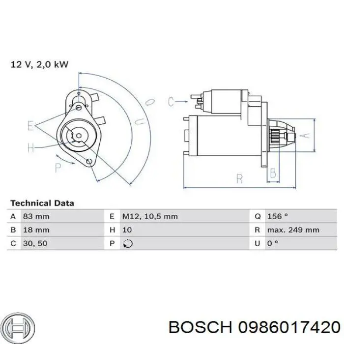 0986017420 Bosch стартер