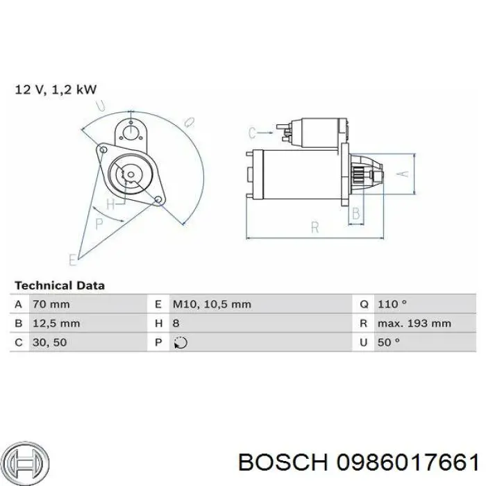 0986017661 Bosch стартер