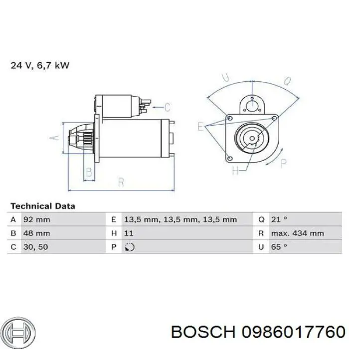 Купити 0986017760 Bosch Стартер