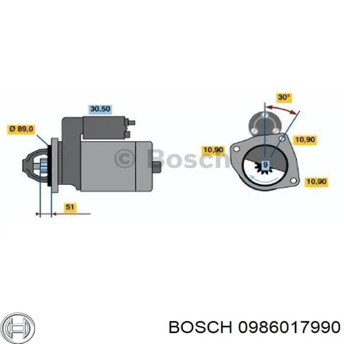 Купити 0986017990 Bosch Стартер
