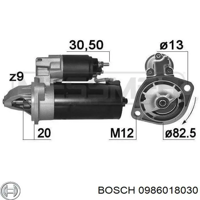 Стартер 0986018030 Bosch