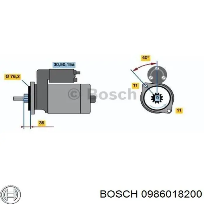 Стартер автомобільний Bosch 0986018200