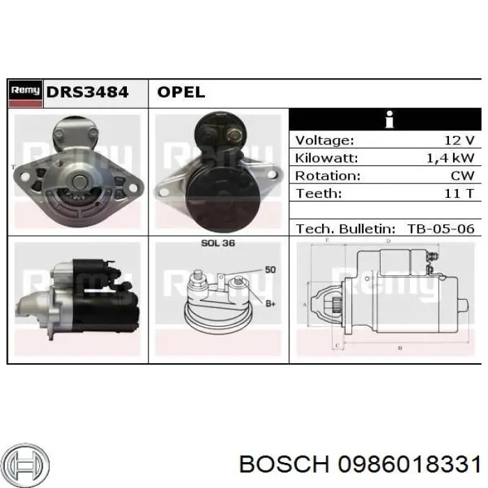 Стартер 0986018331 Bosch