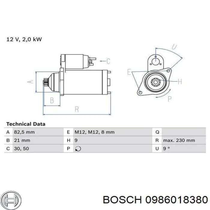 0986018380 Bosch стартер